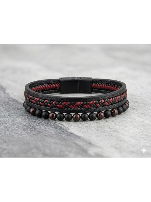 Červeno-čierny pánsky náramok
