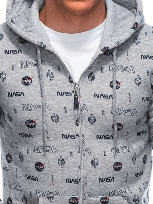 Trendy šedá mikina s kapucňou NASA B1663
