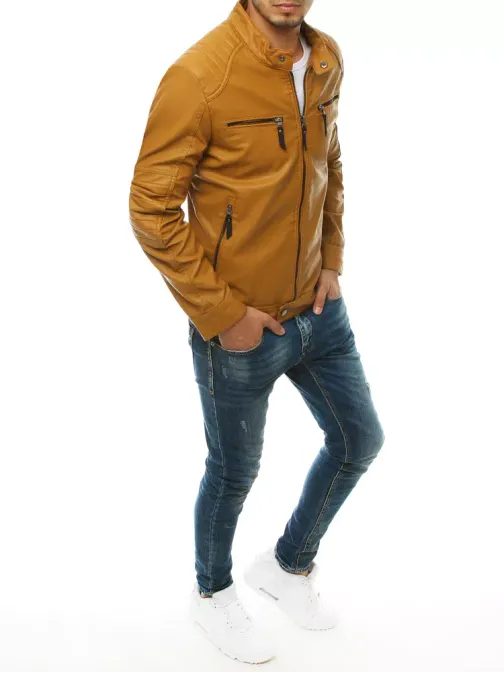 Štýlová kamelová koženková bunda