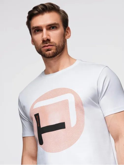 Biele pánske tričko s trendy potlačou V1 TSPT-0245