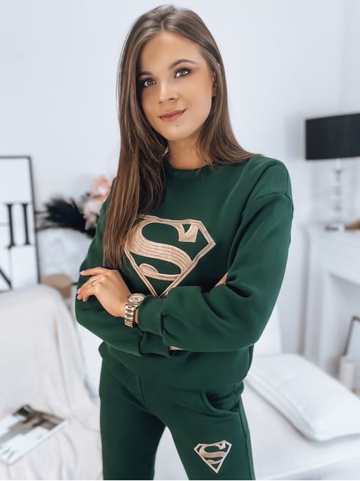 Zelená dámska trendy tepláková súprava Superman