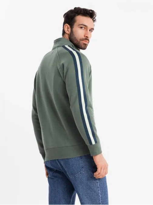 Zaujímavá olivová bomber mikina V2 SSZP-0219