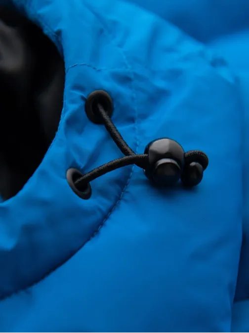 Teplá pánska bunda športového dizajnu v modrej farbe