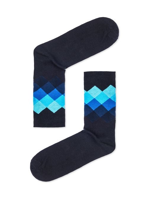 Elegantné modré ponožky s ozdobným lemom u25