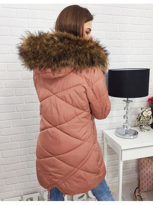 Fantastická zimná ružová bunda s kapucňou