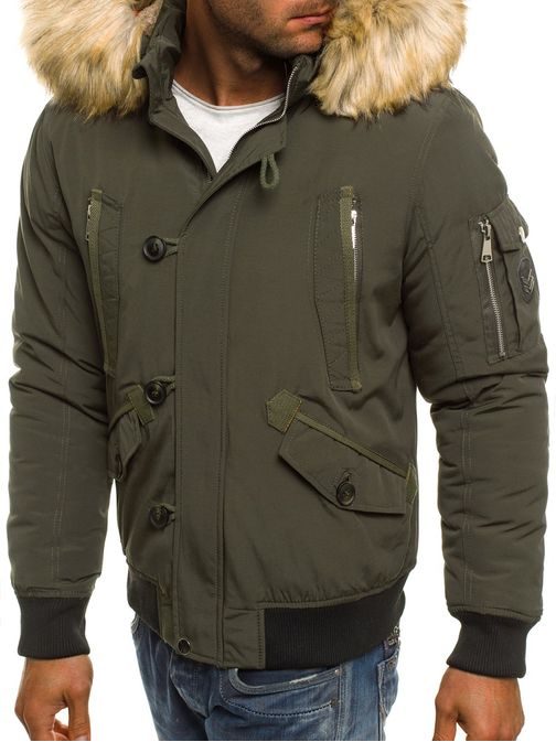 Khaki bomber bunda s kapucňou X-FEEL 88662