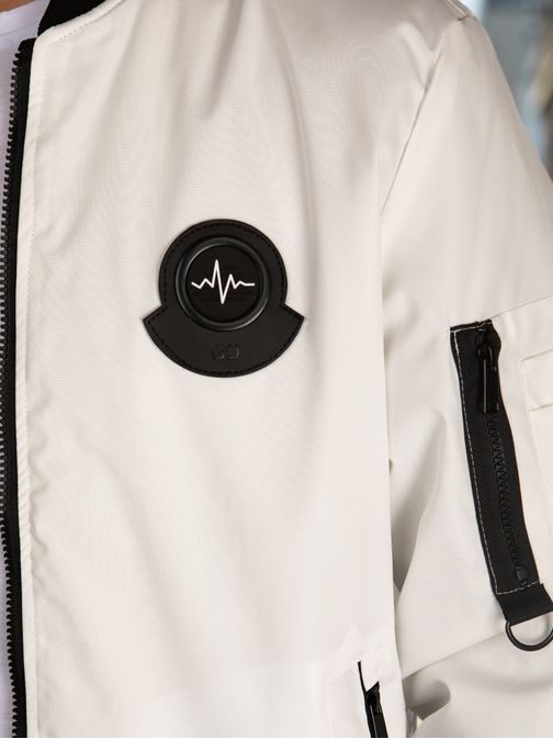 Moderná biela bomber bunda