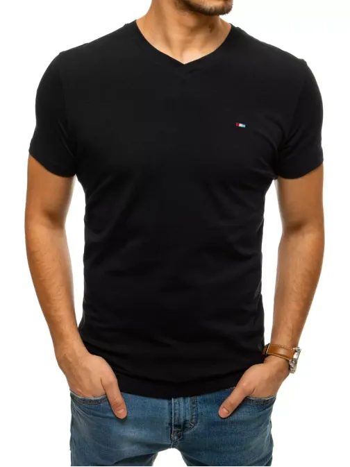 Štýlové tričko v čiernej farbe s V-výstrihom