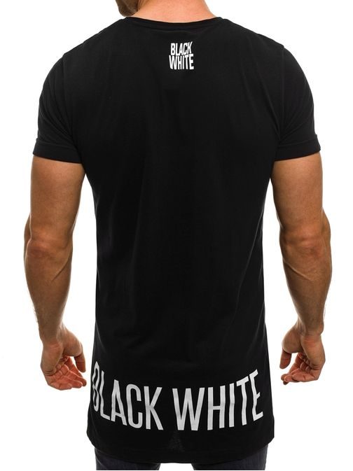 Čierne tričko s potlačou na zadnej strane BLACK WHITE 1111T