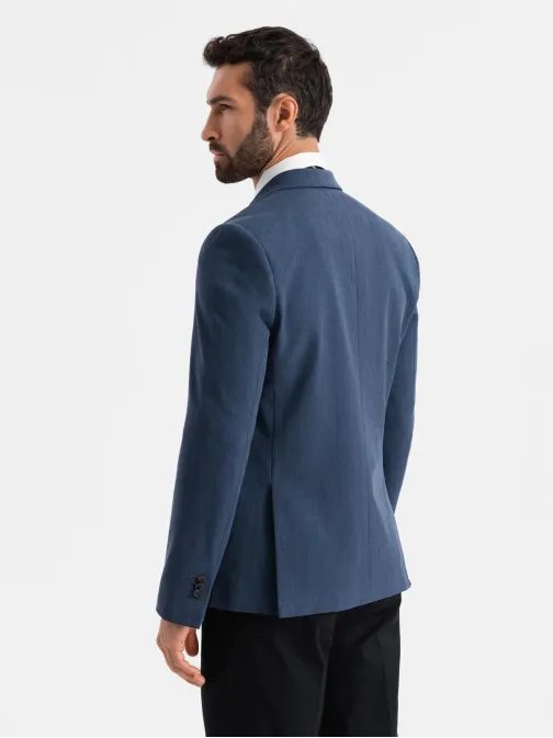 Elegantné tmavo modré pánske sako V3 BLZB-0135