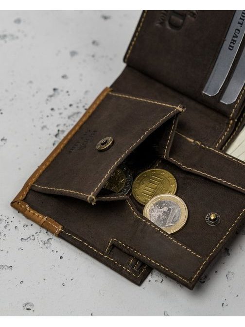 Nádherná hnedá kožená peňaženka Wild