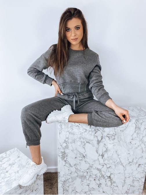 Štýlová dámska tepláková súprava v tmavo šedej farbe Keili