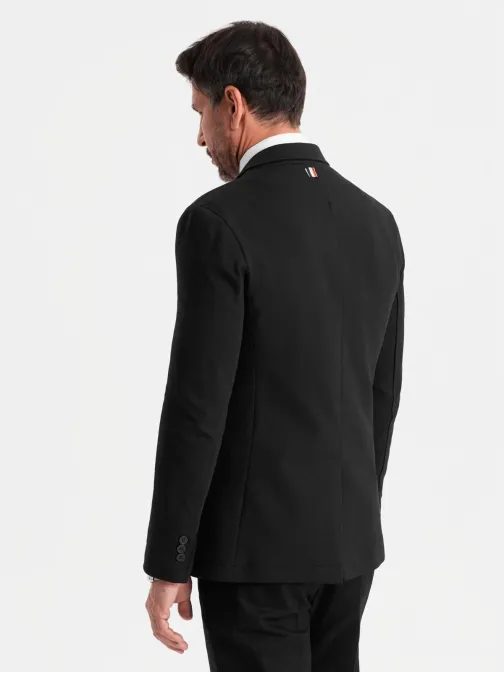 Športové čierne slim fit sako V2 BLZB-0101