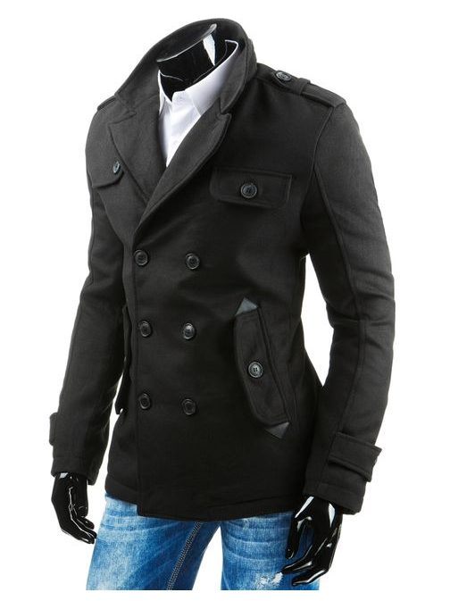 Moderný čierny pánsky kabát