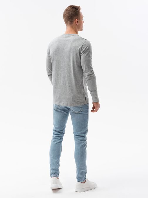 Klasické melírované-šedé tričko s dlhým rukávom L138