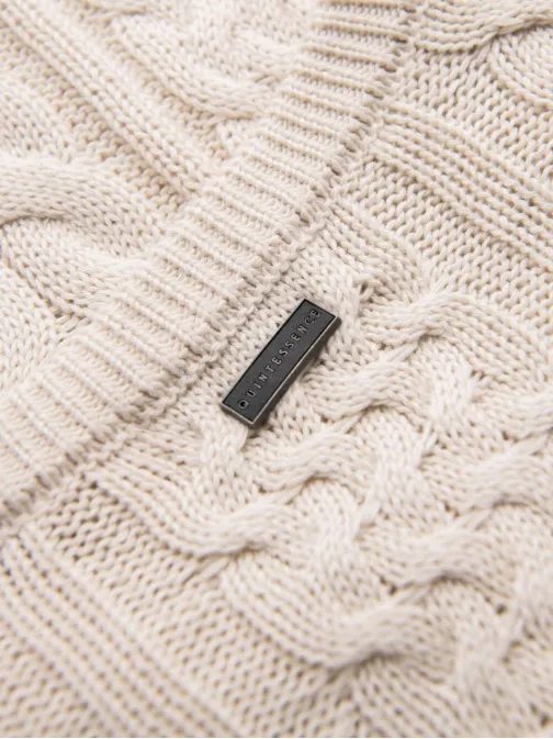 Béžový vzorovaný pánsky sveter V1 OM-SWSW-0173