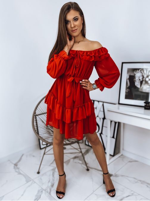 Štýlové španielske šaty Brianna v červenej farbe