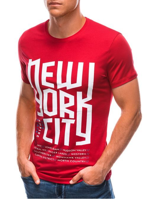 Červené tričko s modernou potlačou New York S1720
