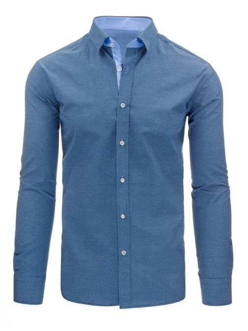 Nápaditá moderná modrá košeľa pre pánov