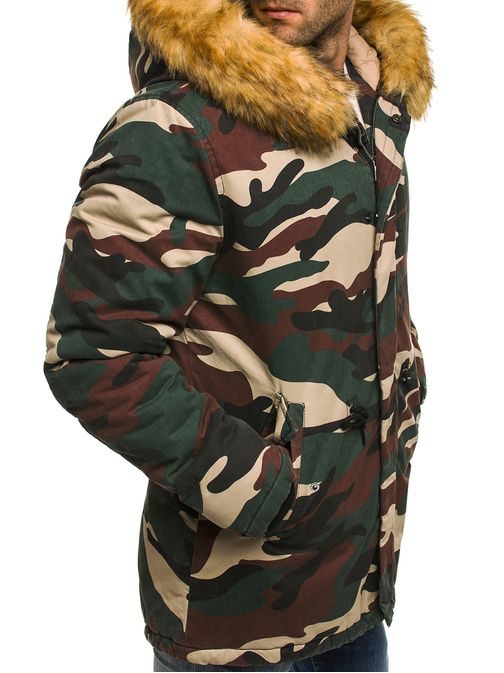 Jedinečná zimná bunda s kožušinovou kapucňou OZONEE 3162  MORO