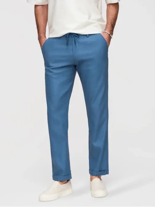 Trendy modré nohavice s pružným pásom V5 P1522
