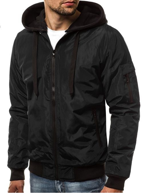 Čierna prechodná bunda s kapucňou OZONEE JS/RZ02