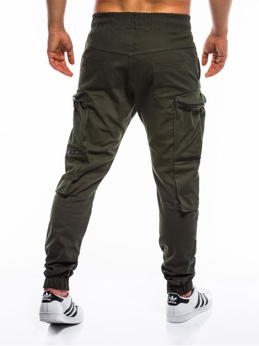 Bavlnené joggery v khaki farbe p706