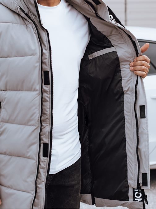 Dlhá béžová prešívaná zimná bunda