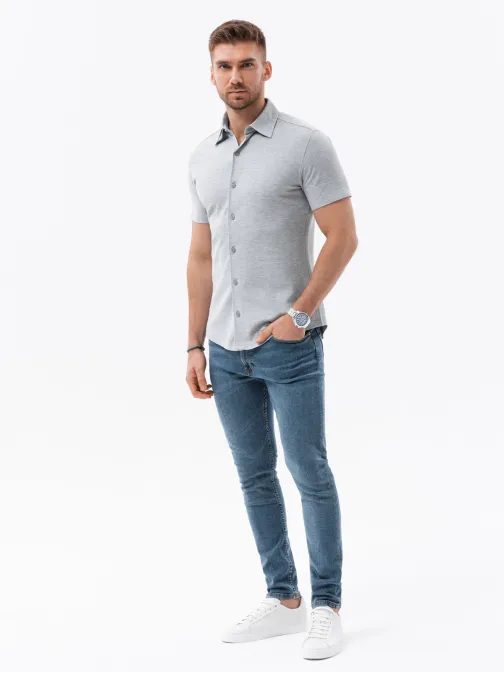 Trendy šedá košeľa V5 SHSS-0100