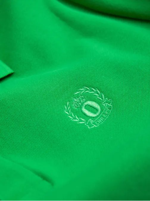 Bavlnená jednofarebná polokošeľa pre mužov neónovo zelená v25 om-pobs-0100