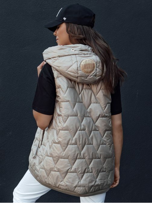 Dámska prešívaná kamelová vesta Glitzy