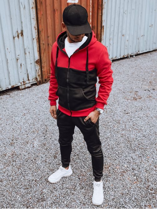 Červeno-čierna pánska tepláková súprava