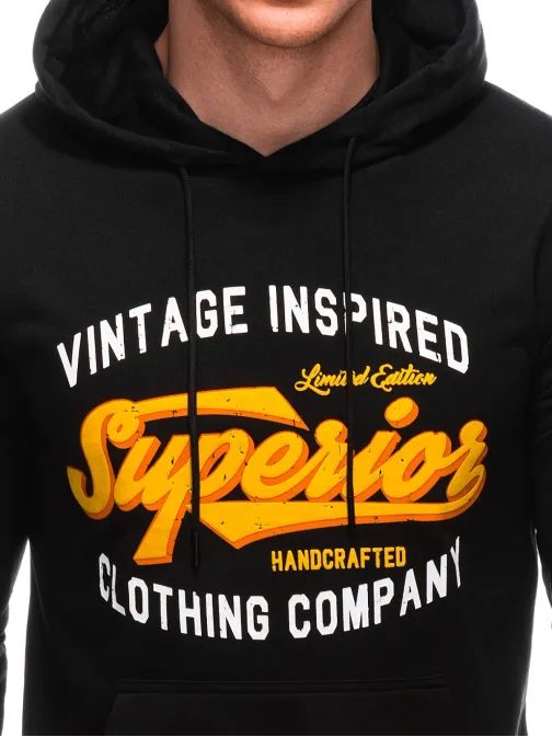 Čierna originálna mikina s výrazným nápisom s kapucňou B1583