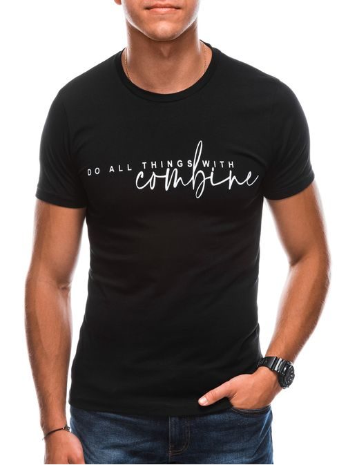 Čierne bavlnené tričko s nápisom S1725