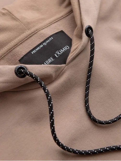 Pánska hnedá mikina s logom a s kapucňou V3 SSNZ-0162