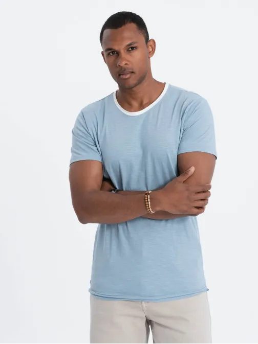Trendy modré tričko bez potlače V4 TSCT-22SS-004