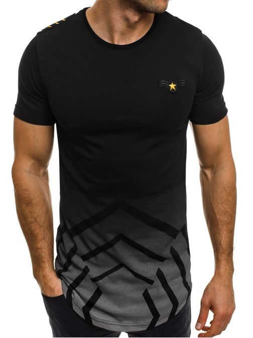 Čierne pánske tričko s vojenskou nášivkou BREEZY 541