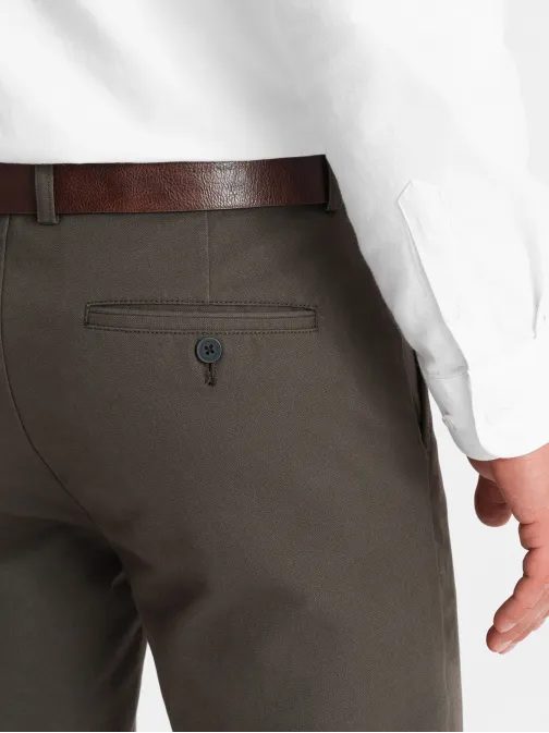 Khaki chinos nohavice s jemnou textúrou V2 PACP-0188