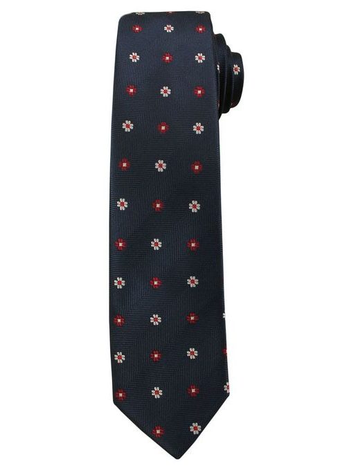 Granátová kvetinová kravata