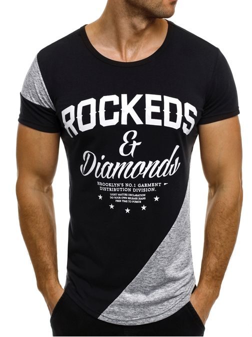 ROCKEDS and DIAMOND čierne tričko  SS012