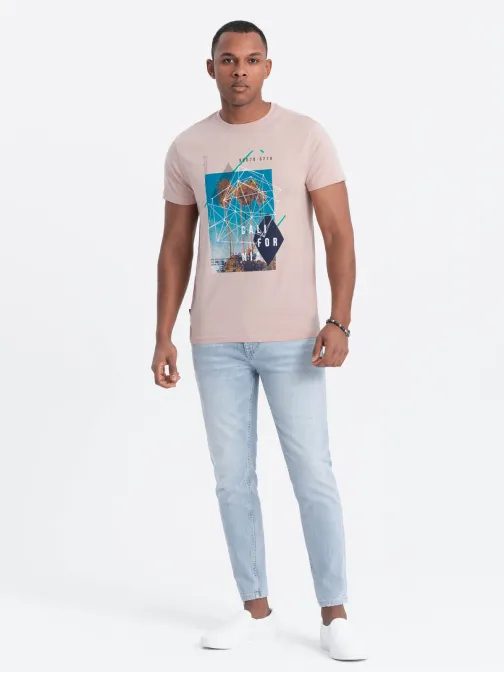 Trendy ružové tričko s nápisom V2 TSPT-0128
