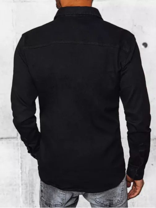 Čierna rifľová košeľa s vreckami