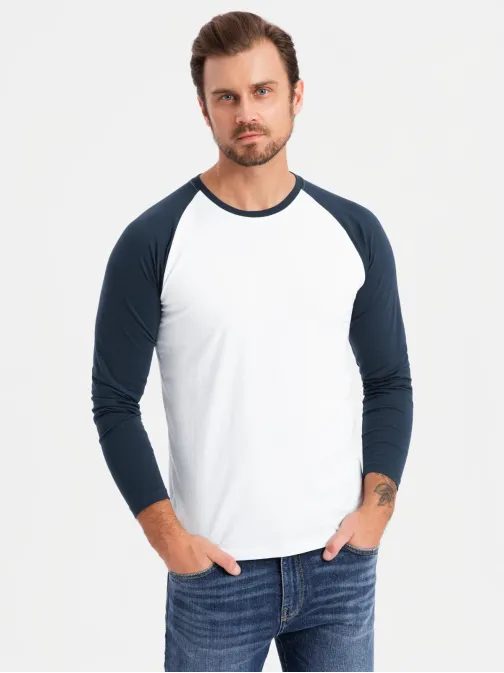 Trendy bielo-tmavo modré pánske tričko V1 LSCL-0105