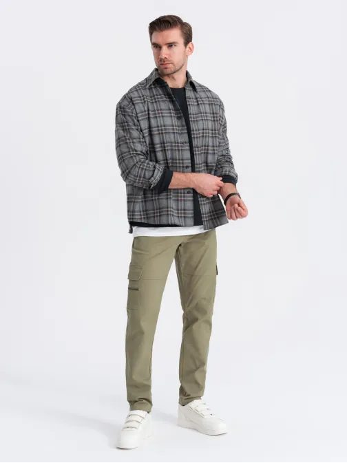 Trendové olivové pánske joggery V2 PACG-0204