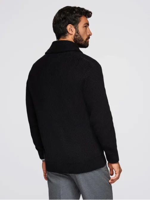 Čierny pánsky pletený kardigán na gombíky V4 SWCD-0153