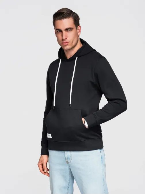 Módna čierna mikina s kapucňou SSBN-0270