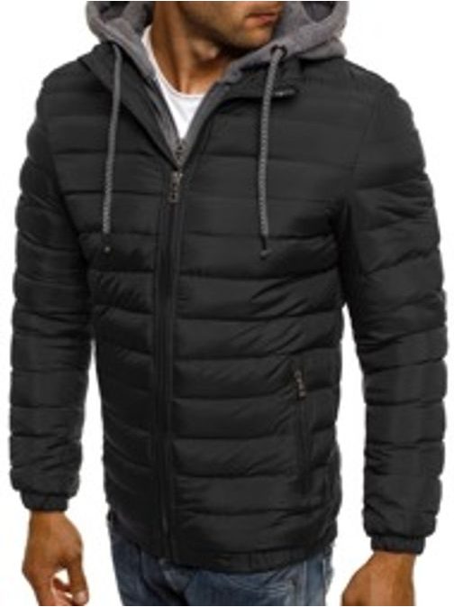 Trendy čierna pánska bunda s kapucňou J.BOYZ X1012K