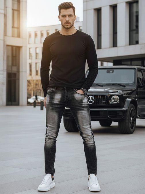 Vyblednuté čierne rifle pre mužov