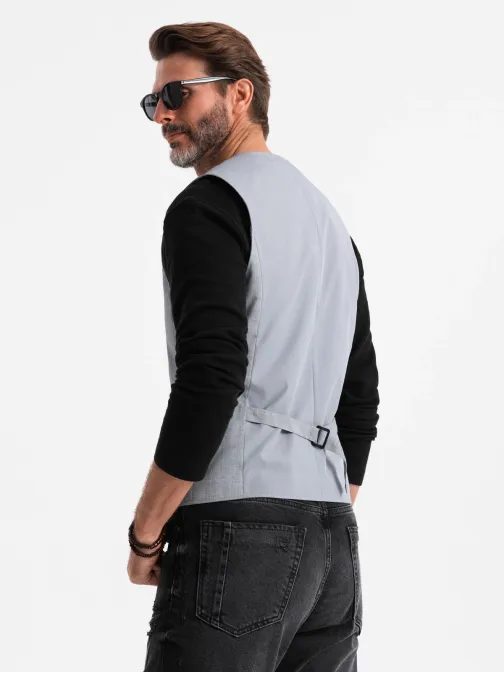 Nevšedná šedá elegantná vesta V1 BLZV-0106