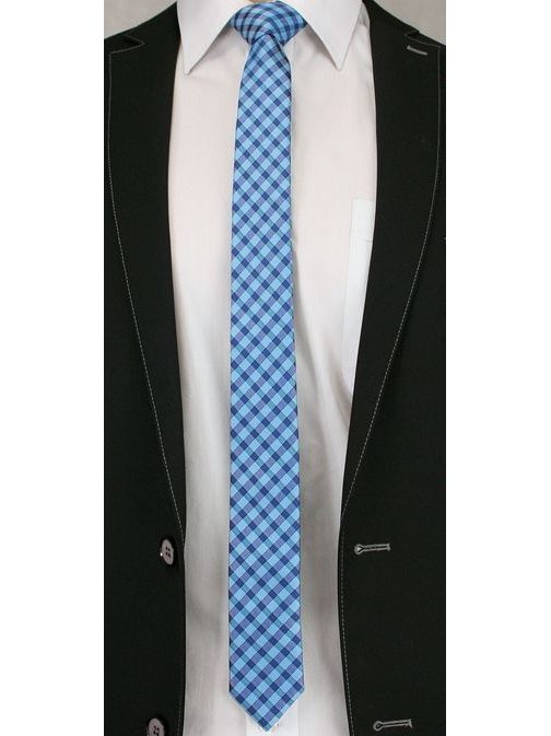 Modrá kockovaná kravata